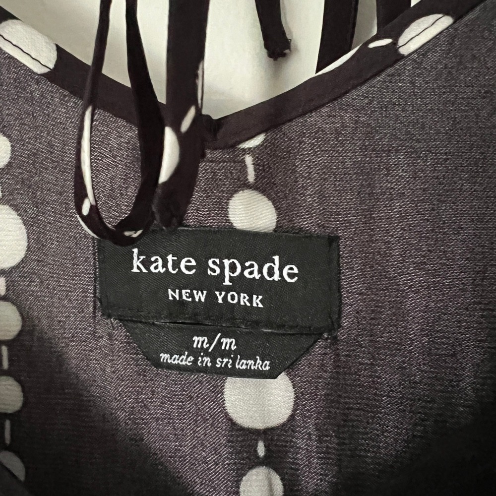 Kate Spade New York Black White Dot Stripe Sleeveless Midi Dress Size M - Picture 2 of 13